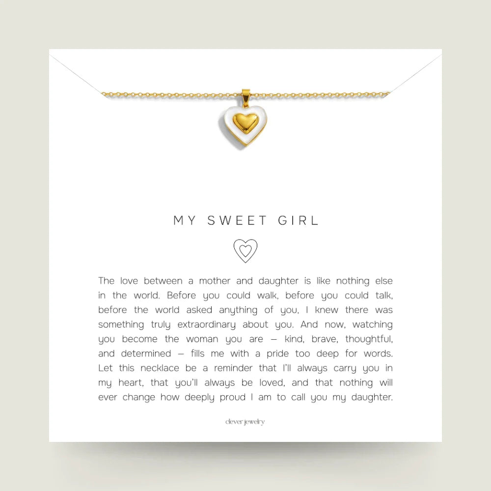 My Sweet Girl - Two-Tone Heart Necklace