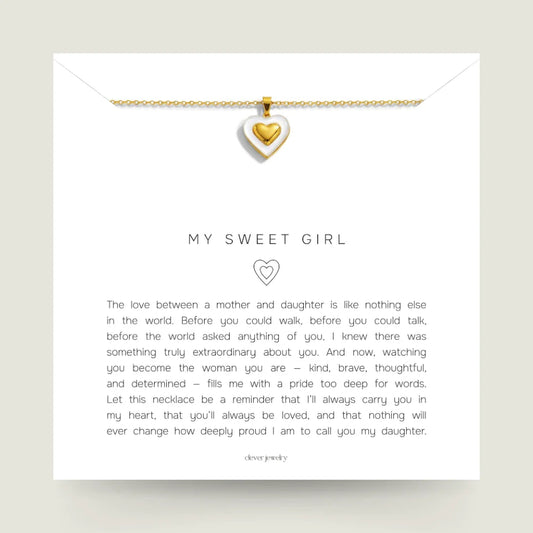 My Sweet Girl - Two-Tone Heart Necklace