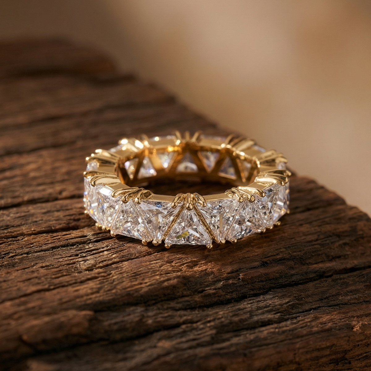 Vintage Gold Triangular Stone Eternity Ring