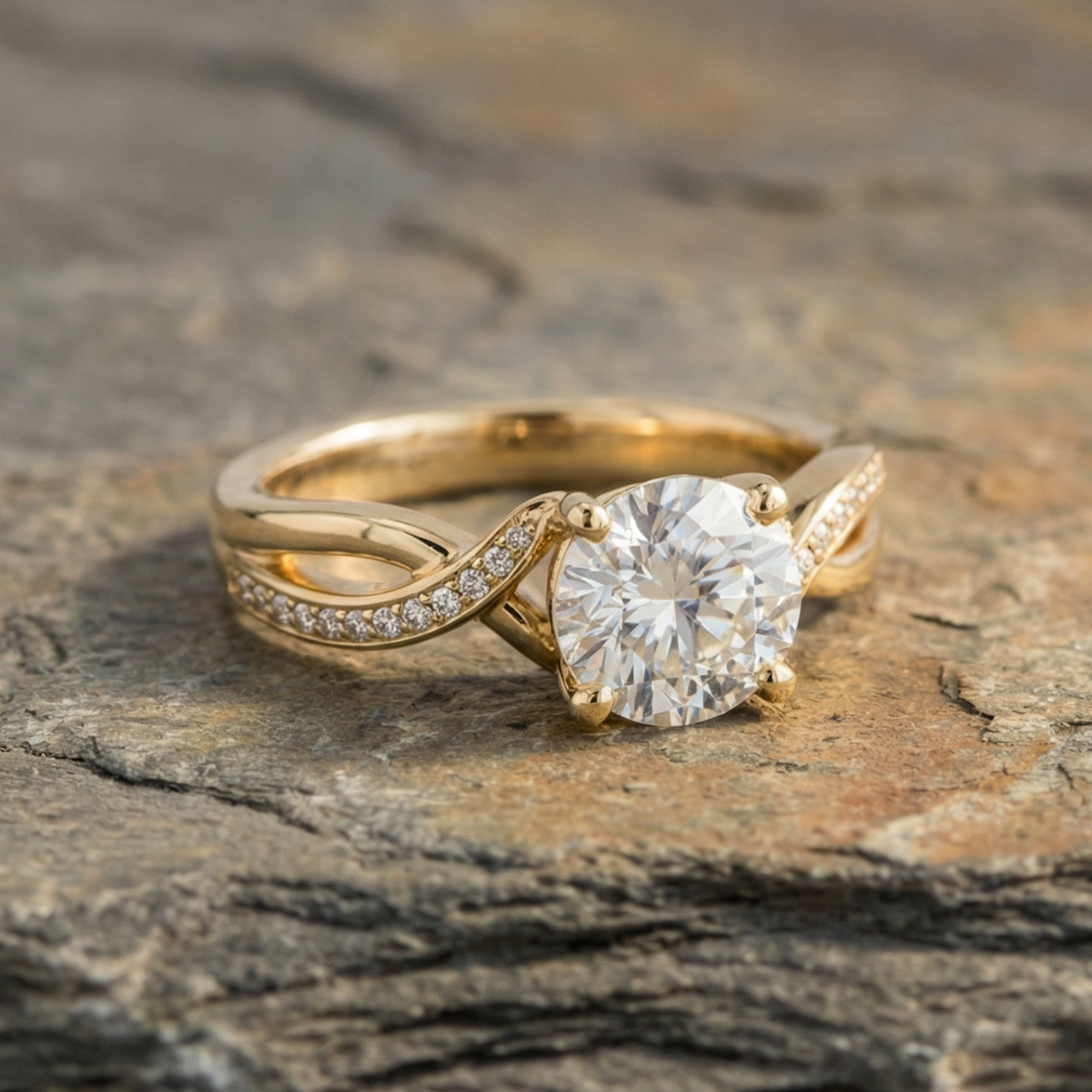 Vintage Zirconia Gold Braided Ring