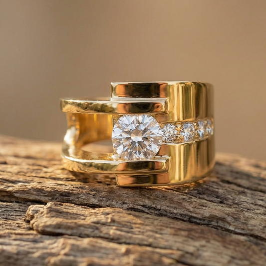 Vintage Golden Irregular Zirconia Ring
