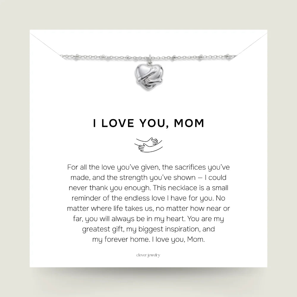 Mom - Silver Hug Necklace