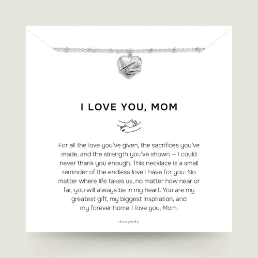 Mom - Silver Hug Necklace