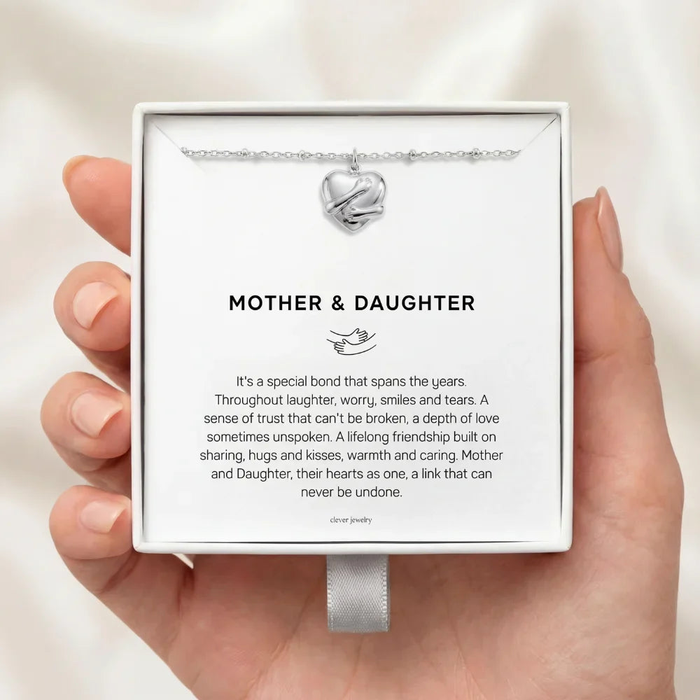 Mother & Daughter - Silver Hug Necklace