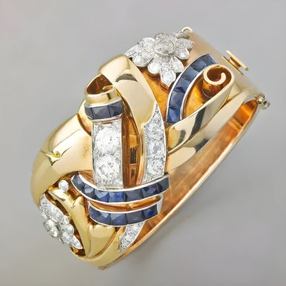 Vintage Gold Blue Zirconia Ring