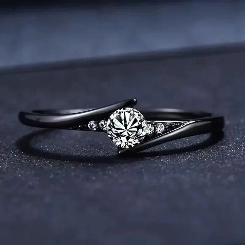 Vintage Black Gold Crystal Ring