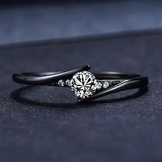 Vintage Black Gold Crystal Ring